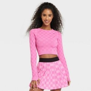 Pink Checkered JoyLab Workout Top